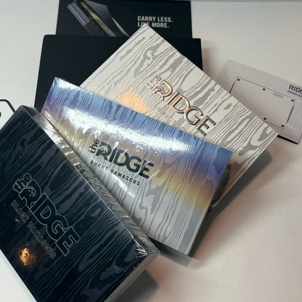 *SOLD*RIDGE Wallet Set - (3) DAMASCUS STEEL (STEEL, BURNT, BLACK) - Picture 3 of 12